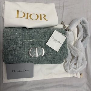 Dior Textured Gray Clutch with Silver Accents